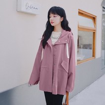 여성 숏 트렌치 코트 스타일 후드 2022 초봄과 가 패션 짧은