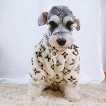 가을 겨울 강아지옷 명품 퍼 자켓 후리스 소형 중형견 두꺼운 반려동물 패딩 도톰 따뜻한, 베이지