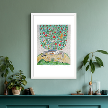 제주생활의 중도 (150 Editions) Green Tree 이왈종 판화 액자추가가능, (원목)우드블랙