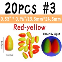 스마트전자찌 민물전자찌 캐스팅볼 WIFREO 20PCS 낚시 거품 플로트 Bobber 부표 총알 타원형 플라이 Pompan, 02 20pcs RY size 3