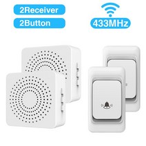 도어벨 차임벨 현관벨 IsFriday-야외 무선 초인종 USB 플매트 카펫 러그 수신기 링 집 개 433MHz 장거리 마이 멜로디 하우스 차임, [04] 2Receiver 2Button