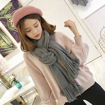 폼폼 레이어드 니트 머플러 그레이 베이직 캐시미어 후드티 목도리예쁘게매는법 스카프 남녀공용