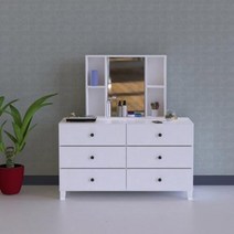 아트박스/플레인홈 마레스 화이트 와이드 화장대