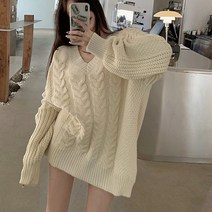 [레티고] 루즈핏 박시 꽈배기 니트 원피스