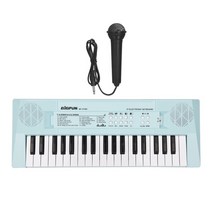 전자피아노 2개의 볼륨 버튼이 있는 37키 USB 전자 피아노 소형 전자 키보드 앰프, 파란색