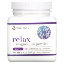 Youtheory 유띠어리 Relax 마그네슘 파우더 분말 Berry 4.4 oz (126 g)