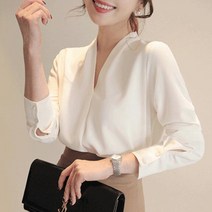 기본브이넥블라우스 세련된정장블라우스 직장인블라우스 결혼식하객패션 단체블라우스