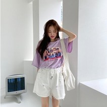 여자 캐주얼 밴딩 데일리 빈티지 반바지 팬츠