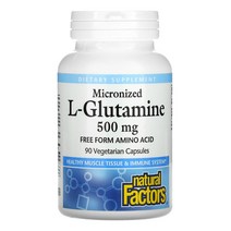 Natural Factors 미세화된 L-글루타민 500mg 식물성 캡슐 90정
