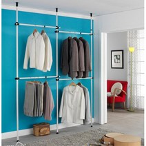 옷많은 연예인 옷방 4단 천정고정 폴행거 시스템행거 간이옷장 옷장