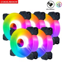 PC 호환 쿨러 컴퓨터 부품 Coolmoon 120mm 케이스 냉각 팬 CPU GPU 섀시 액세서리 용 6 핀 RGB 게임용 방열판 소산 냉각기, 5개, 쿨문 6핀 RGB, 기본