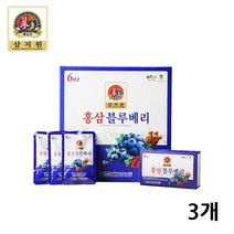 홍삼블루베리 홍삼 농축액 진액 엑기스 진세노사이드 6년근 고려홍삼 블루베리 즙 쥬스 부모님 건강식품 선물세트 효능, 3개, 30포 1박스