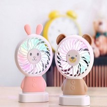휴대용선풍기_모찌모찌_LED_캐릭터_핸드 4ED9, 브라운(블루)