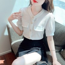 바보사랑 러디 진주 엠보싱 블라우스.허니비