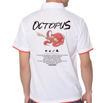 [피싱웨어]빨간 문어낚시 티셔츠 VER3 에깅 루어 기능성 낚시티셔츠 빅사이즈가능, 반팔카라쿨티셔츠, 4L(115), 화이트