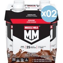 Muscle Milk 머슬밀크 프로틴 쉐이크 초콜릿 25g 함유 330ml 4개입 2팩 Genuine Protein Shake Chocolate, Single