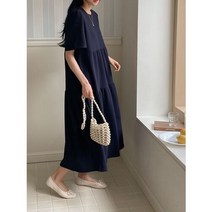 우아한 A라인 루즈핏 반팔 셔링 캉캉 맥시 롱 원피스 4컬러 임산부 빅사이즈