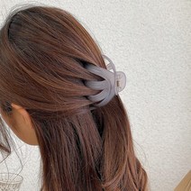 여성스러운 파스텔 숱많은 반집게핀 볼륨포니 헤어핀 만두핀 여름 휴가 코디, 오렌지