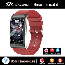 혈당 시계 2023 비침범성 스마트 워치 IP68 방수 ECG PTT 혈압 심박수 건강 팔찌, [14] Red Silicone