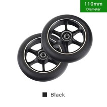 스쿠터수리 분해 호환 부품 공구 100mm 스쿠터 바퀴 교체 베어링 알루미늄 내마모성 PU 스턴트 부품 킥 액, 110 블랙 6x, 협력사