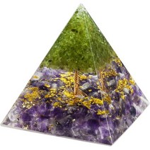 생명의 나무 오르곤 피라미드 handmad amethyst peridot 치유 크리스탈 에너지 생성기 오르곤 피라미드 emf 보호 명상 도구, 보라색 5x5cm
