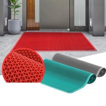 PVC 흙 모래제거 물경모양 업소용 발매트 건물출입구 물기제거 발닦이 빵집, 웨이브현관매트 무지 적색 중