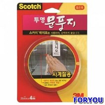 ForU956 3M 투명문풍지 계절용 25mm 4m 박스 틈막이 난방텐트 문풍지 생활용품