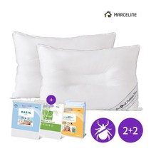 프로텍트어베드 프로텍트어베드 2+2 베이직 경추 호텔베개 솜 2개+알러집 방수베개커버 2장(40x60), 알러집