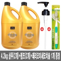 미쟝센 헤어테라피 샤이닝 모이스처 샴푸 4.2kg + 펌프 X 2개 (페리오 미세모 치솔 1개 증정) 대용량샴푸