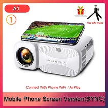 4K 빔프로젝터 단초점 200Ansi 9000 루멘 미니 비디오 홈 시네마 캠핑 야외 A1 1080P HD, 1.A1 Phone Screen - EU 플러그