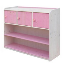 유치원 어린이집 아동센터 아동시설 원목 문달린 3인용 3물함 겸 교구장 수납장