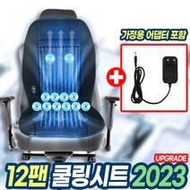 원웨이 2023년 업그레이드 12팬 쿨링시트 통풍시트 저소음 as보장 화물차 포함 전 차종 사용가능 24v 12v 가정용 어뎁터, 12팬 쿨링시트 + 가정용어뎁터