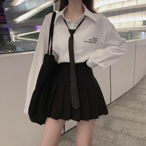 셔츠 + 넥타이 + 테니스 스커트 졸업앨범룩 공연 세트