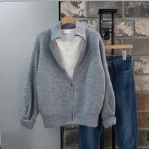 상상그이상 여성용 츄러스 울지퍼 투웨이 가디건 따뜻한 고급원단 울소재 보풀없는 촉감왕 퍼프소매 단정한 골지니트 하이넥 데일리 기본아이템 가성비 좋은 니트 집업가디건