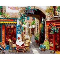 그림 그리기 페인트 키트용 프레임 캔버스에 숫자별 거리 유화 숫자 장식으로 색칠하기, 60x75cm diy frame, 992780