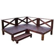 조립식 야외 원목 평상 시골 정자 정원 벤치 가족 농막, 스텝-길이 90 x 폭 30 x 높이 50cm