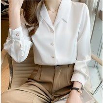 여성 실크 새틴 화이트 흰색 흰 실키 정장 면접 블라우스