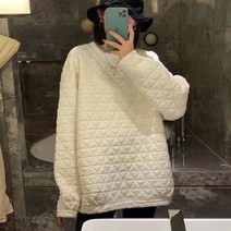 WZC 여성 누빔 퀼팅 맨투맨 라운드 무지 안감 오버핏 풀오버 상의 봄가을 M~4XL 5컬러