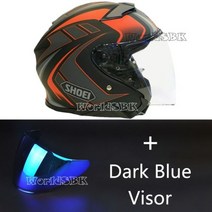 쇼에이 헬멧 풀페이스 반모 오픈 페이스 J-CRUISE II AGLERO TC-1 제트 오토바이 승마 모토 크로스 레이싱, XL, Dark blue visor