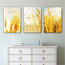 3연화 황금 들녁 풍경 인테리어 큐빅 구슬자수 그림 만들기 선물 보석십자수 재료 세트, 240x110cm 80x110cm 3개