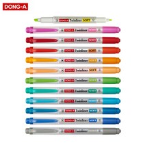 동아 트윈라이너 소프트 형광펜 가는촉 굵은촉 양면, F13 레드