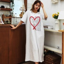 브리스살롱 여름 캐주얼원피스 하트 롱 반팔 원피스 bs2411