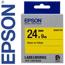 *정품* [ EPSON ] 라벨테이프, SC24Y(노랑바탕/검정글씨/폭24mm)