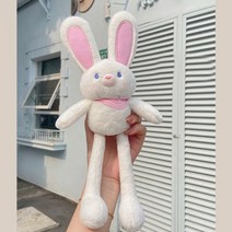 그로밋키링 춘식이키링 치이카와 젤리캣 키링 인터넷 연예인 당겨 귀 토끼 플러시 인형 작은 펜던트 키 체인 소녀, 01. 하얀색, 01. 전체 길이 30cm(열쇠고리 포
