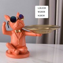 프랑스 불독 홈 인테리어 2 개 동상 스토리지 그릇 테이블 장식품 동물 입상 방 장식 조각 디자인 동상 선물, Orange