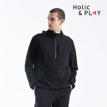 홀릭앤플레이 남성 아노락 바람막이 점퍼 HB3MJP001BK