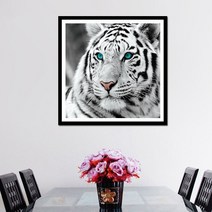 아트미니 보석십자수 초록눈 맹호 호랑이 백호 관운 강렬한 승진운 임인년 검은호랑이 흑호랑이, 40x40cm