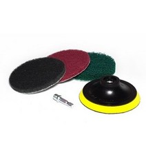 전동드릴용 청소 수세미 3종 x 75mm + 백업 패드 + 연결 어댑터 세트, 회색 + 적색 + 녹색, 2세트