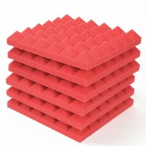 12/24Pcs 30x30x5cm 스튜디오 어쿠스틱 폼 패널 방음 처리 KTV 룸 벽 스폰지 패드 테이프, [02] 24Pcs with Tapes, [01] Red