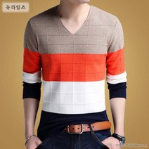 남성용 겨울 브이넥 긴팔 티셔츠